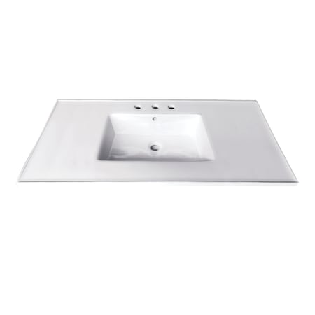 Fauceture LBT37227W34 37-Inch Ceramic Vanity Top, 4-Inch, 3-Hole, White LBT37227W34